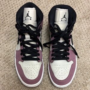 Air Jordan High-Top Sneakers in Purple and White